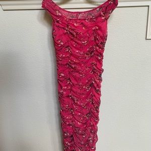 Leith pink midi mesh floral dress